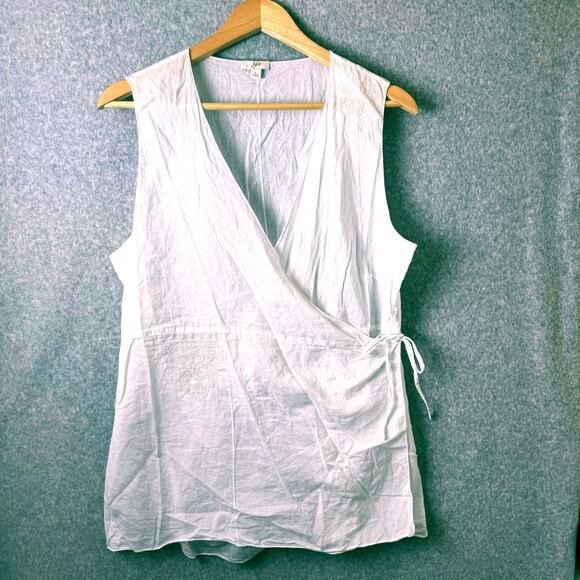 J.Jill Wrap Top Women’s Large Sheer Embroidered Butterfly Sleeveless Boho Blouse - Picture 1 of 14